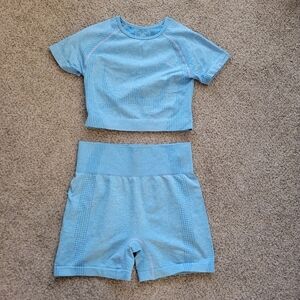 Women's Blue Athletic Shorts Set
